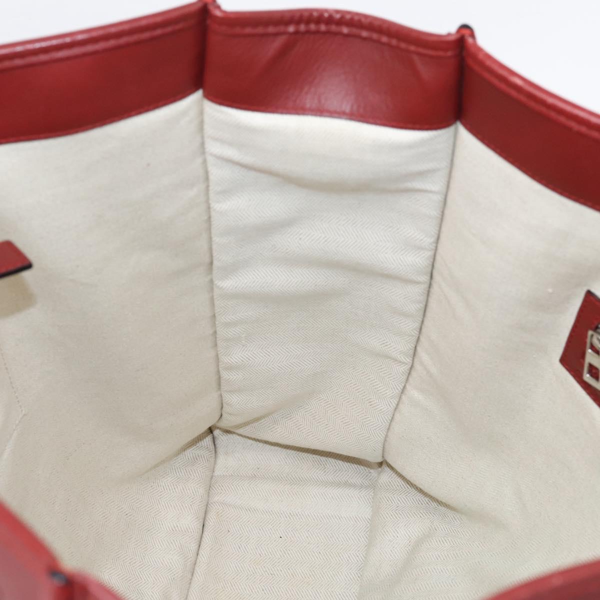 LOEWE Hand Bag Leather 2way Red Silver Auth 205076