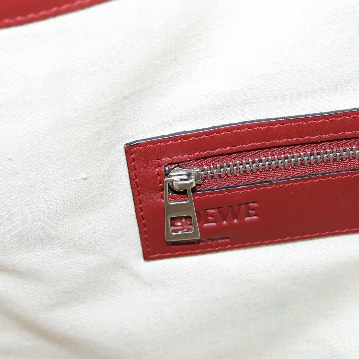 LOEWE Hand Bag Leather 2way Red Silver Auth 205076