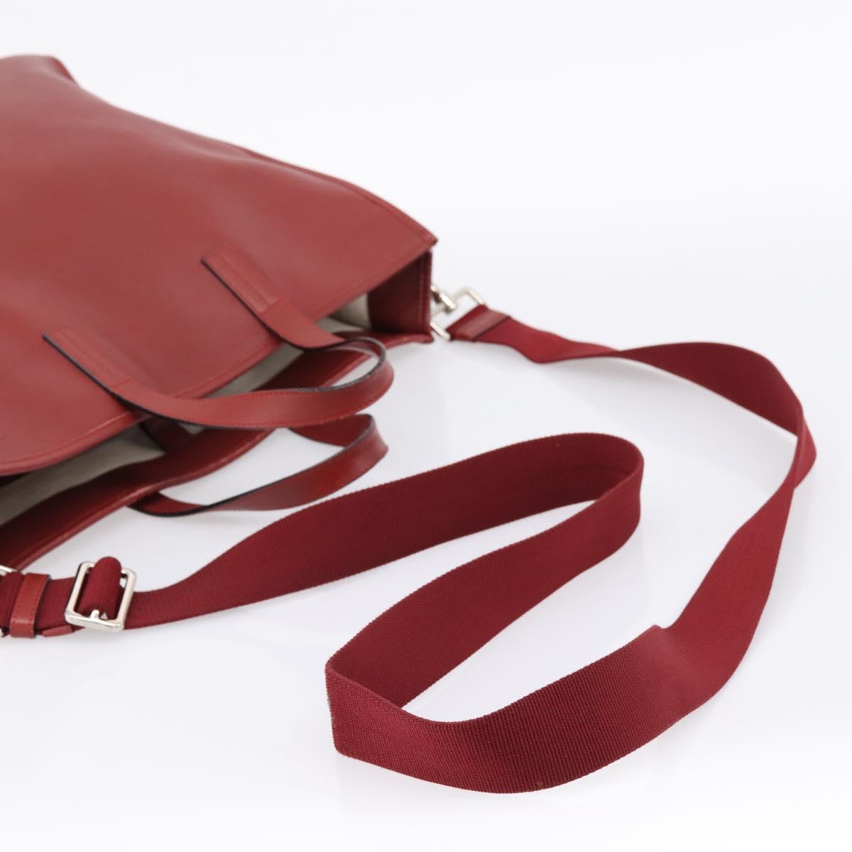 LOEWE Hand Bag Leather 2way Red Silver Auth 205076