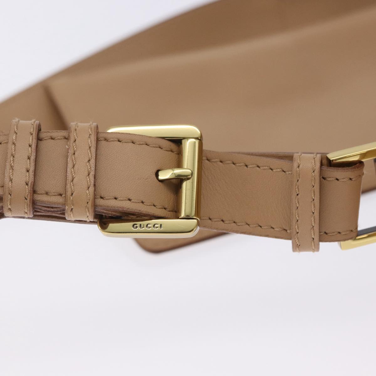 GUCCI Shoulder Bag Leather Beige Gold 92706 Auth 205079