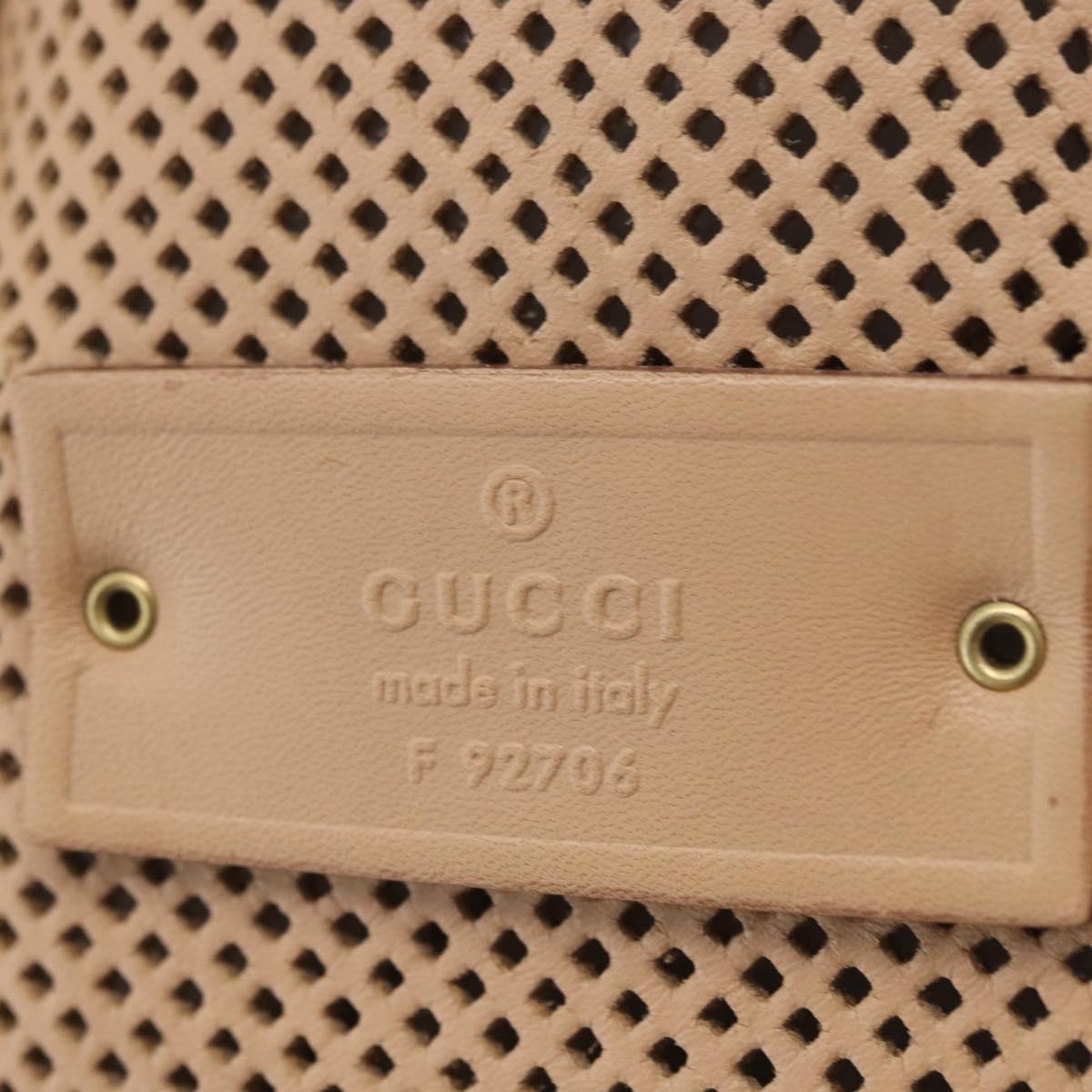 GUCCI Shoulder Bag Leather Beige Gold 92706 Auth 205079