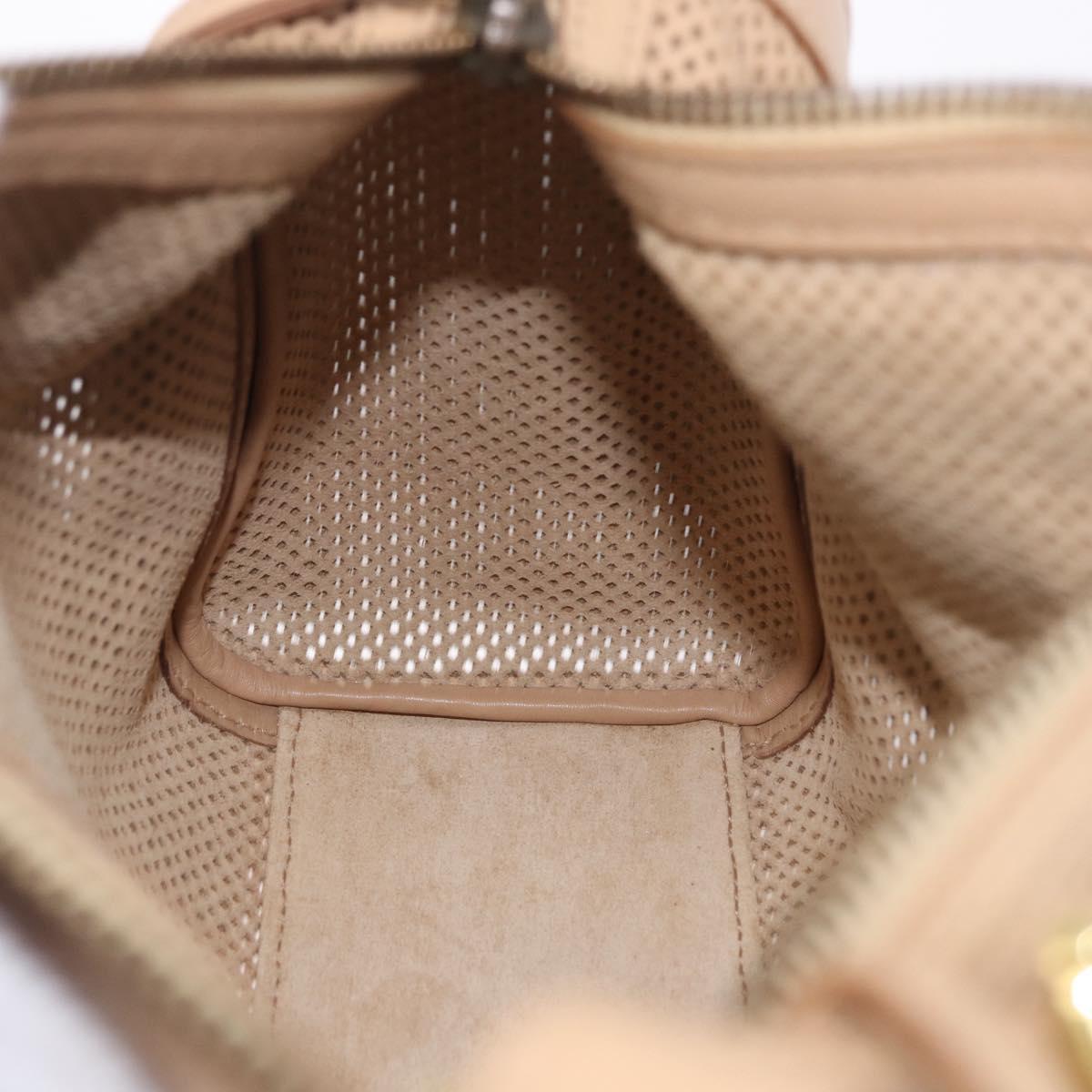 GUCCI Shoulder Bag Leather Beige Gold 92706 Auth 205079
