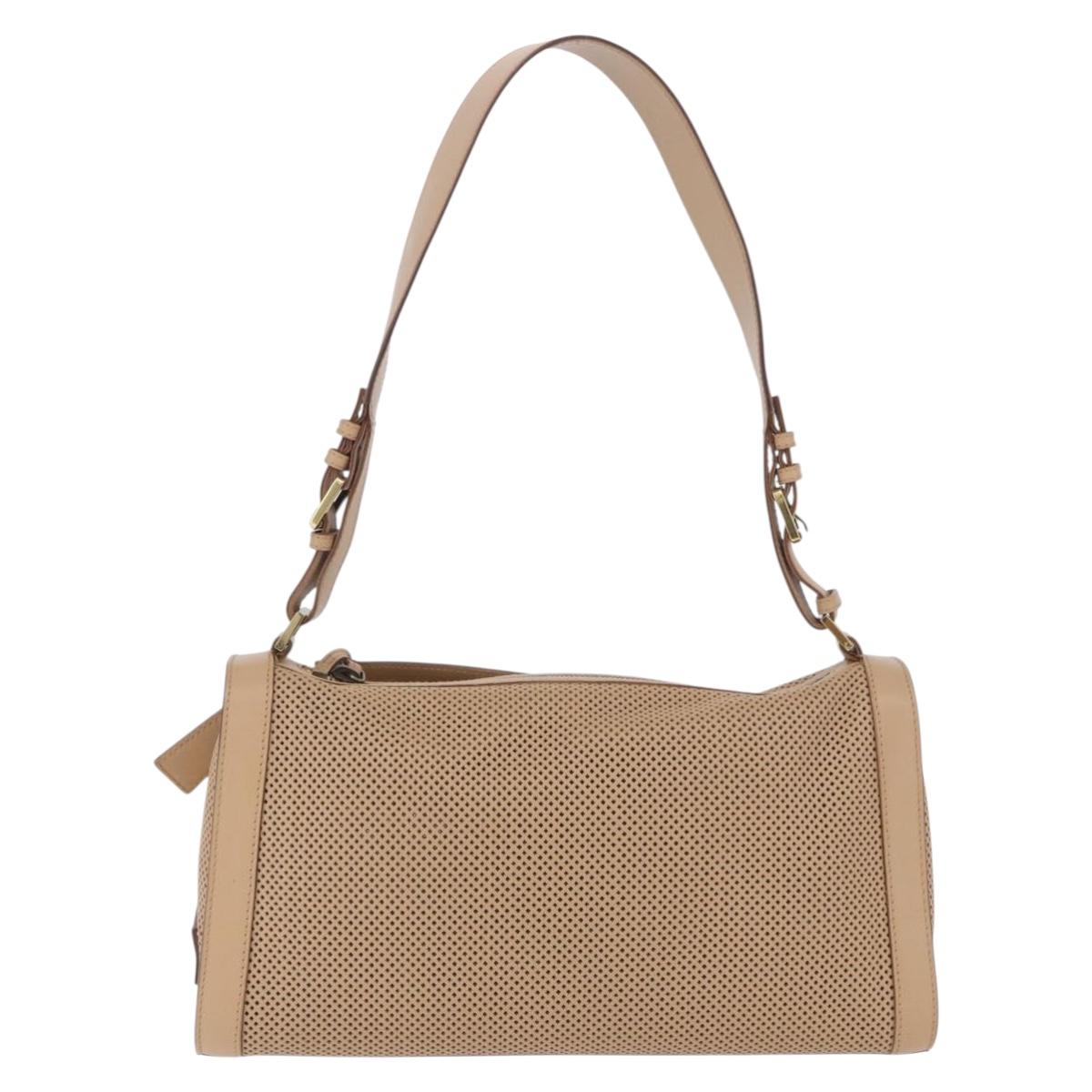 GUCCI Shoulder Bag Leather Beige Gold 92706 Auth 205079
