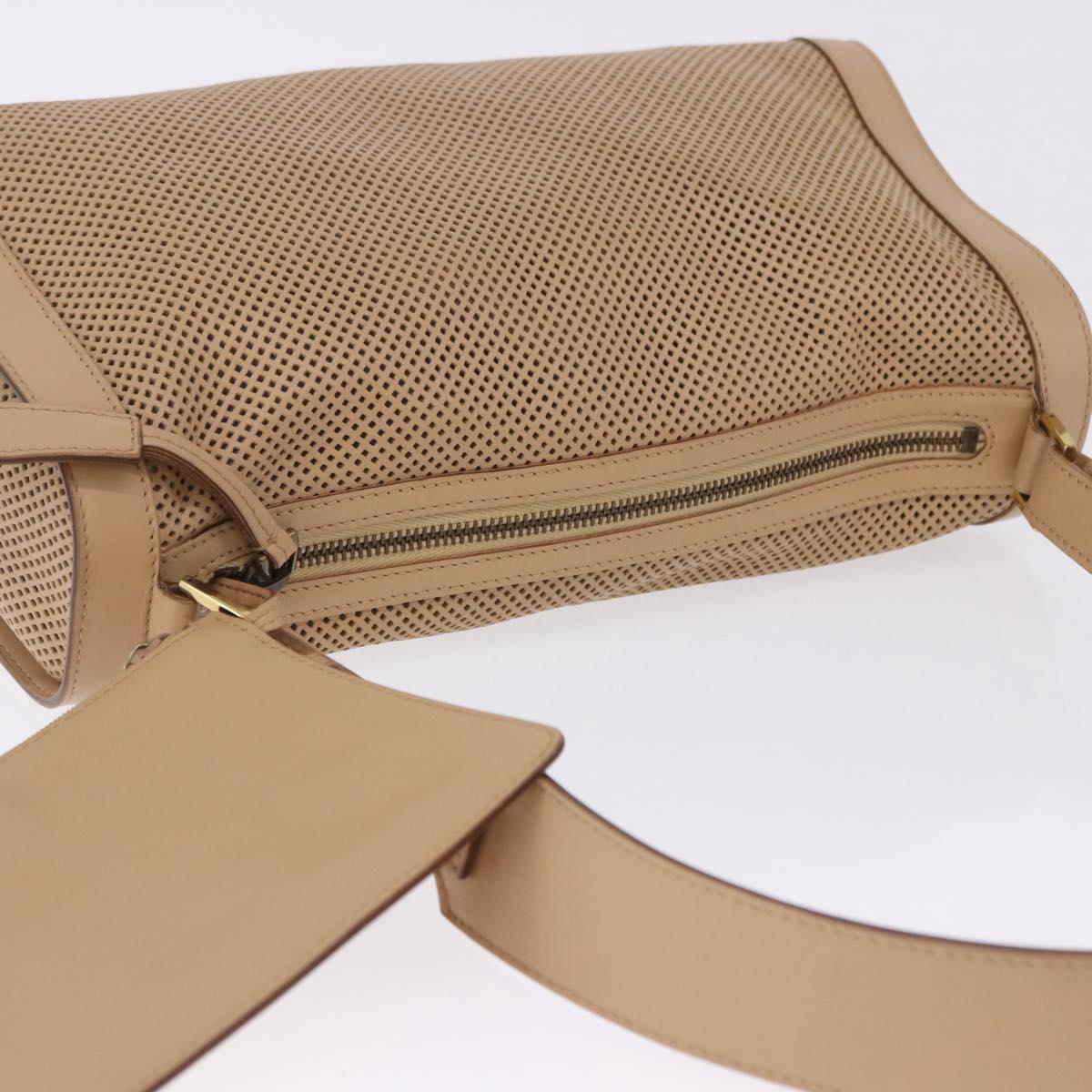 GUCCI Shoulder Bag Leather Beige Gold 92706 Auth 205079