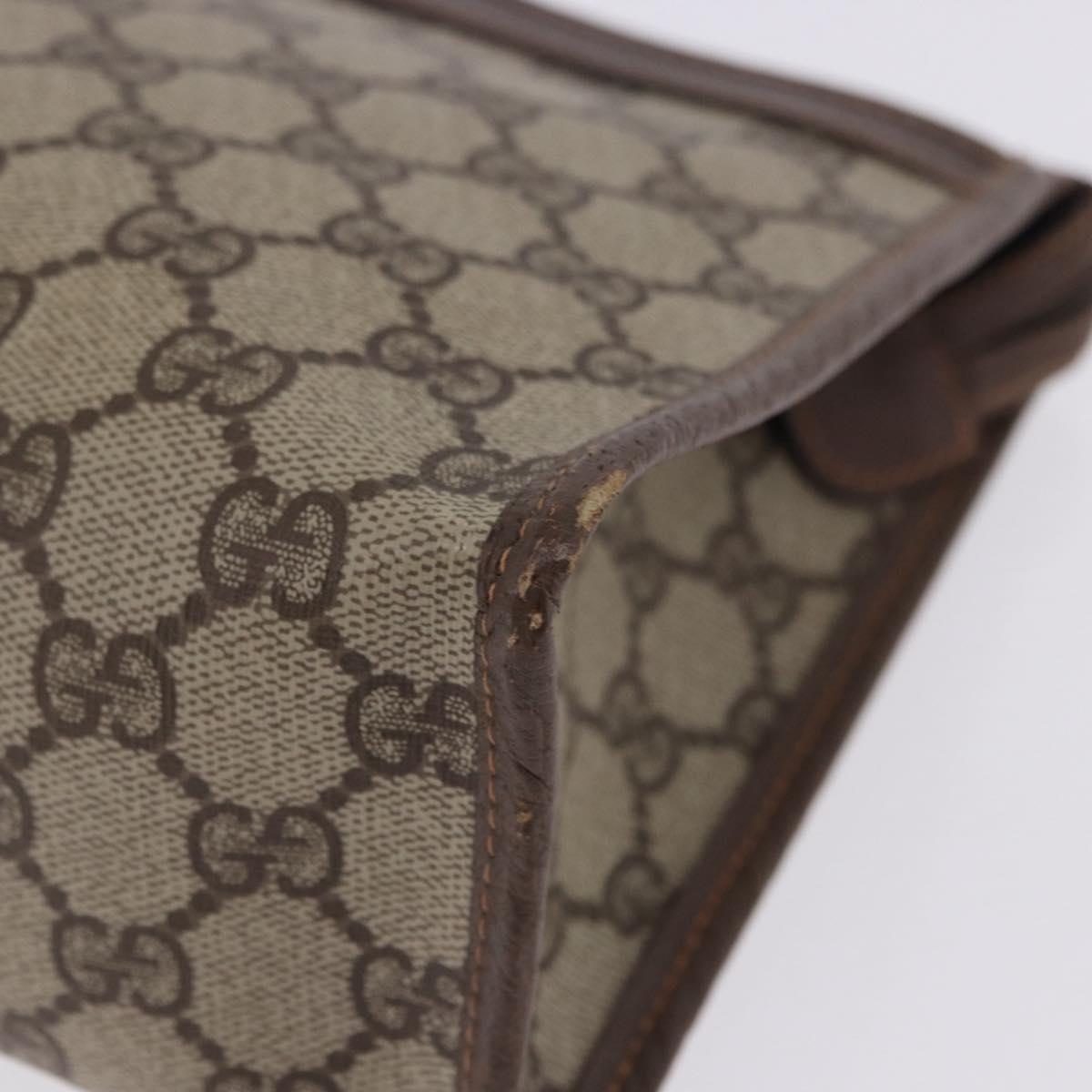 GUCCI GG Supreme Clutch Bag PVC Beige Gold 156 01 051 Auth 205083