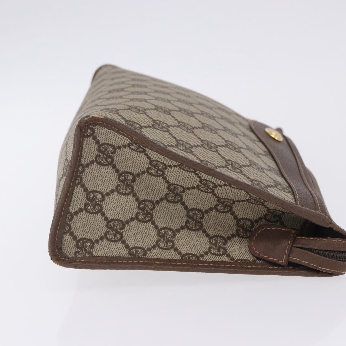 GUCCI GG Supreme Clutch Bag PVC Beige Gold 156 01 051 Auth 205083
