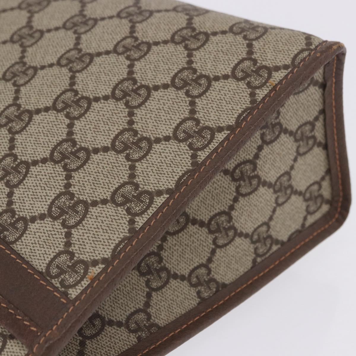 GUCCI GG Supreme Clutch Bag PVC Beige Gold 156 01 051 Auth 205083