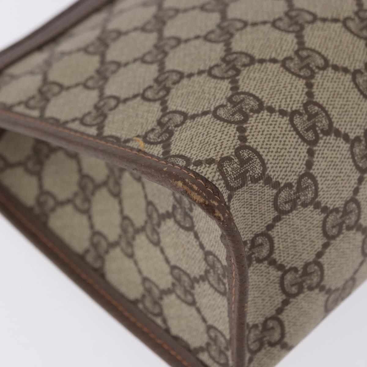GUCCI GG Supreme Clutch Bag PVC Beige Gold 156 01 051 Auth 205083