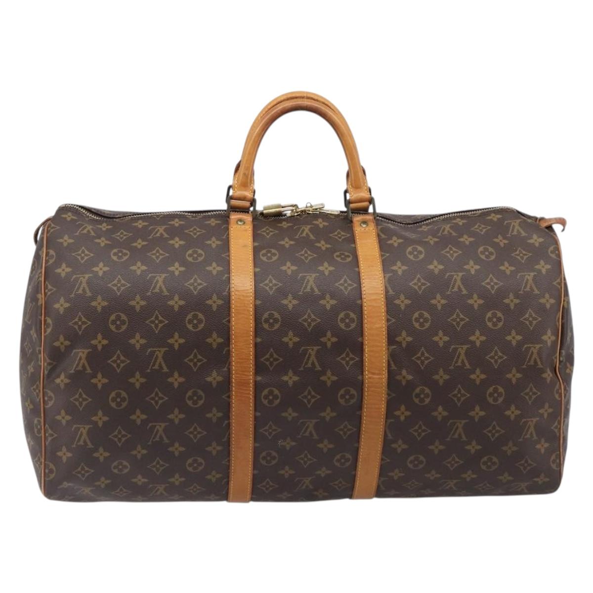 LOUIS VUITTON Monogram Keepall 55 Boston Bag M41424 LV Auth 205084V