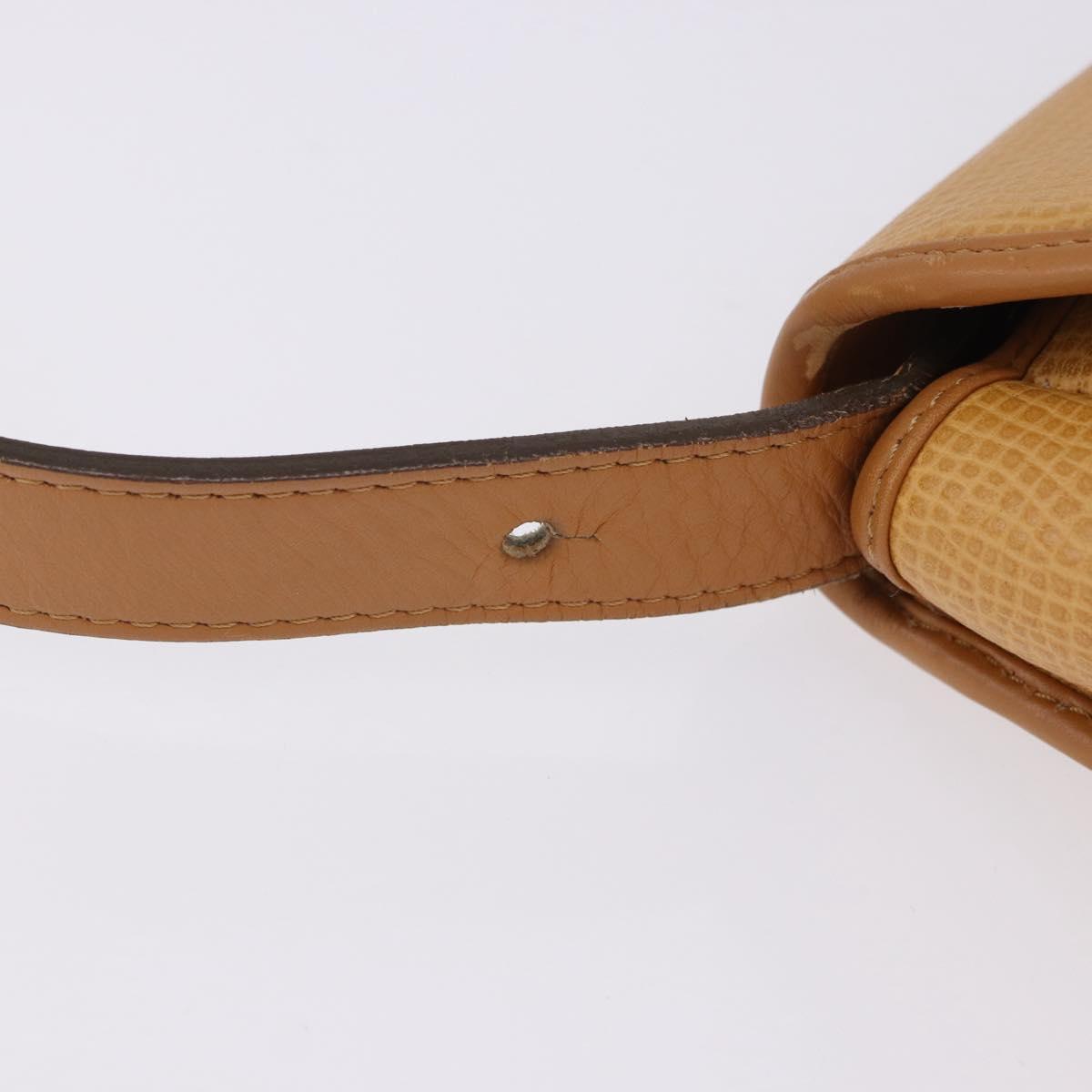 Christian Dior Shoulder Bag Leather Beige Gold Auth 205085