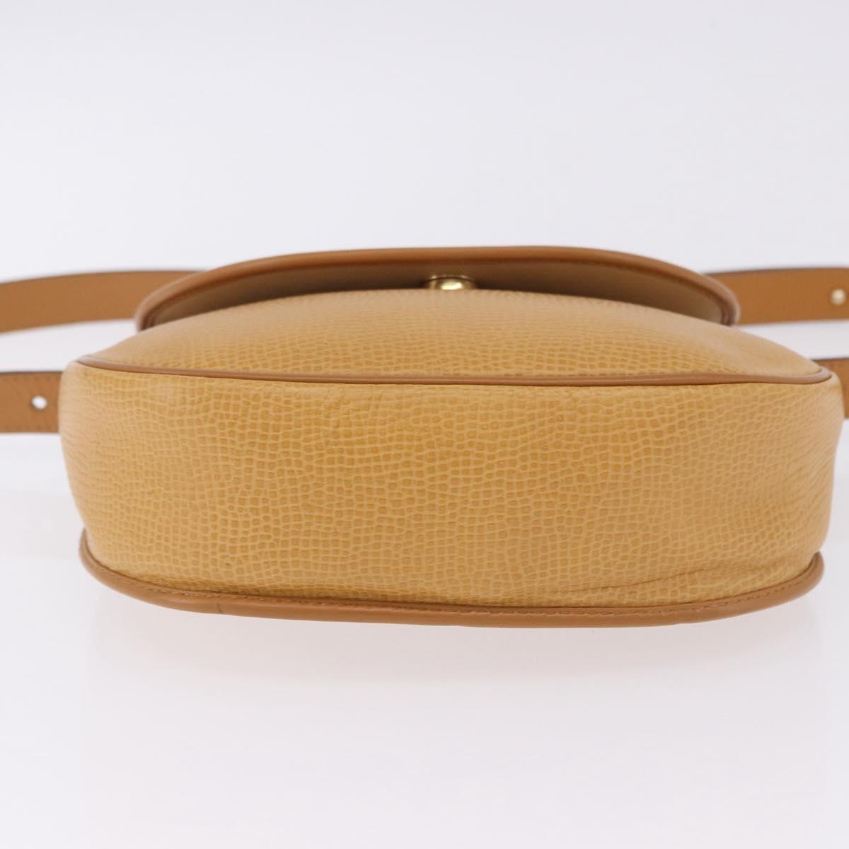 Christian Dior Shoulder Bag Leather Beige Gold Auth 205085