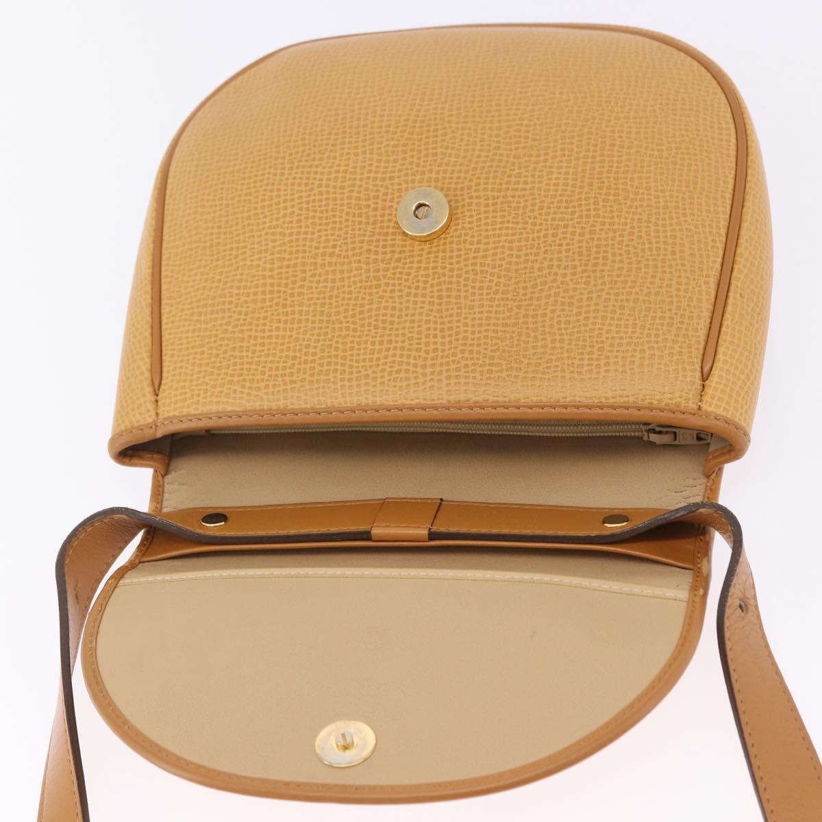 Christian Dior Shoulder Bag Leather Beige Gold Auth 205085