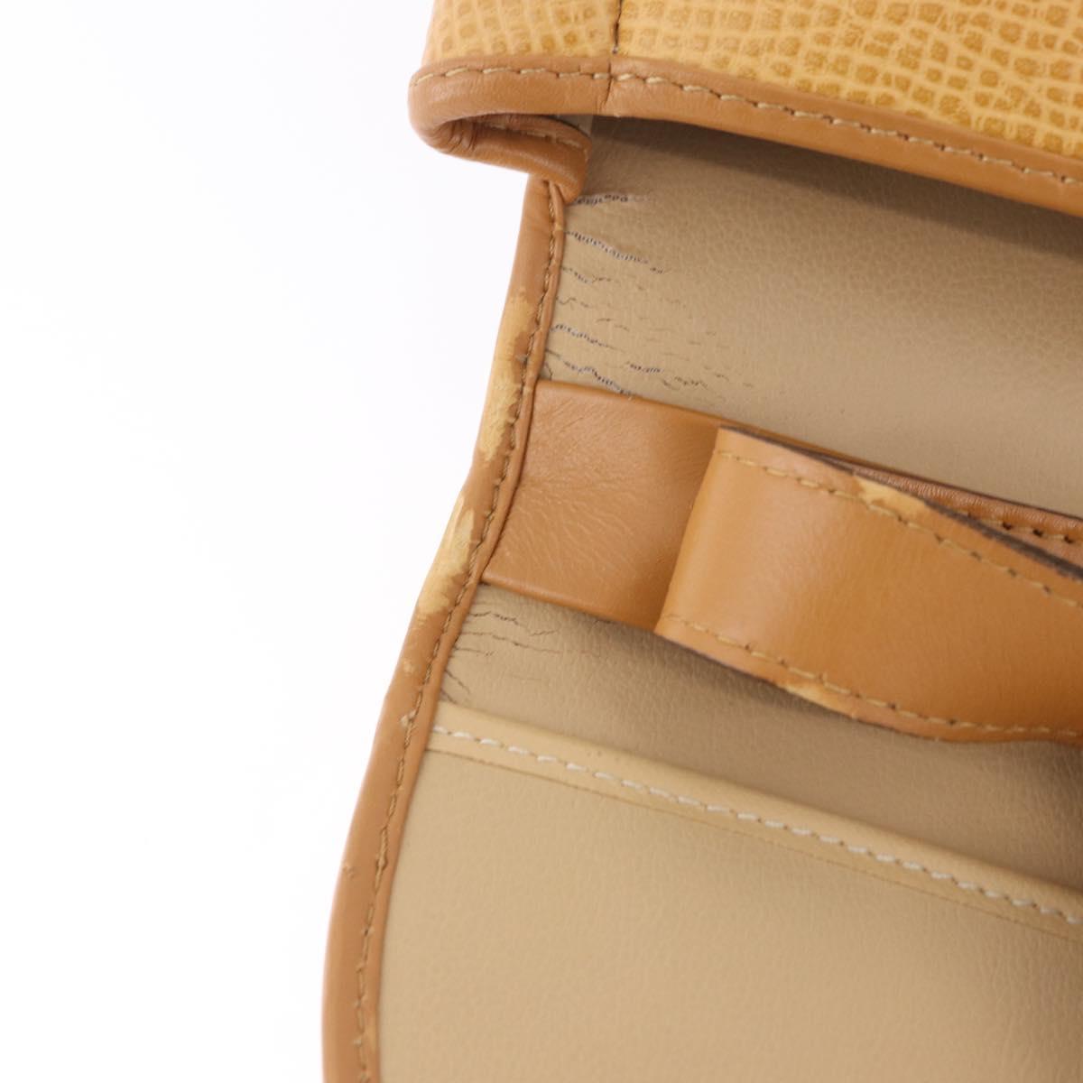 Christian Dior Shoulder Bag Leather Beige Gold Auth 205085