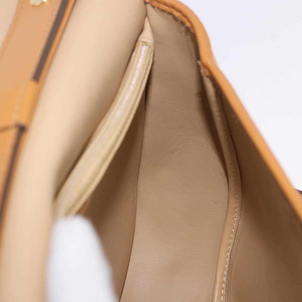 Christian Dior Shoulder Bag Leather Beige Gold Auth 205085