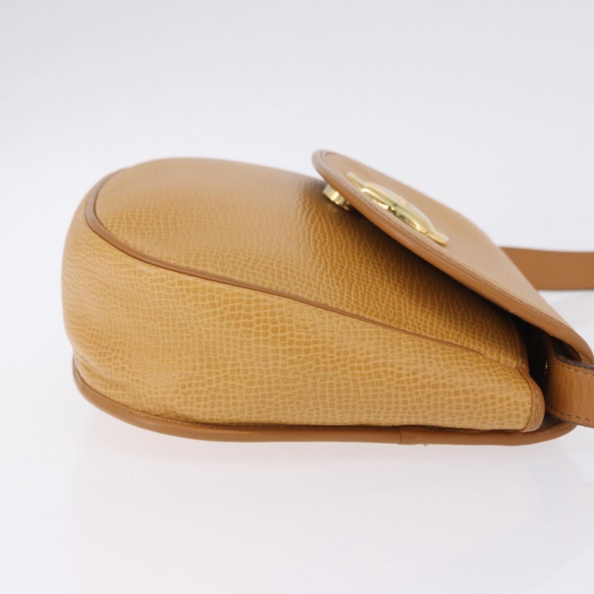 Christian Dior Shoulder Bag Leather Beige Gold Auth 205085
