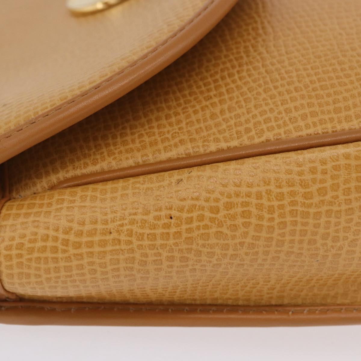 Christian Dior Shoulder Bag Leather Beige Gold Auth 205085