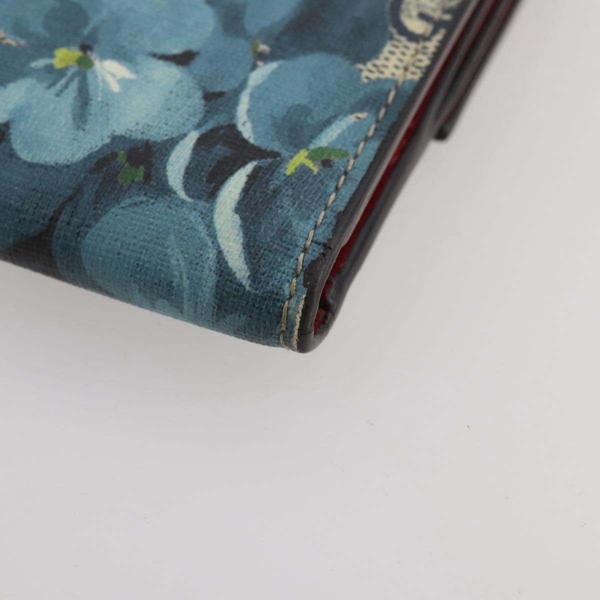 GUCCI GG Blooms Bifold Wallet PVC Blue Gold Tone 410071 Auth 205087V