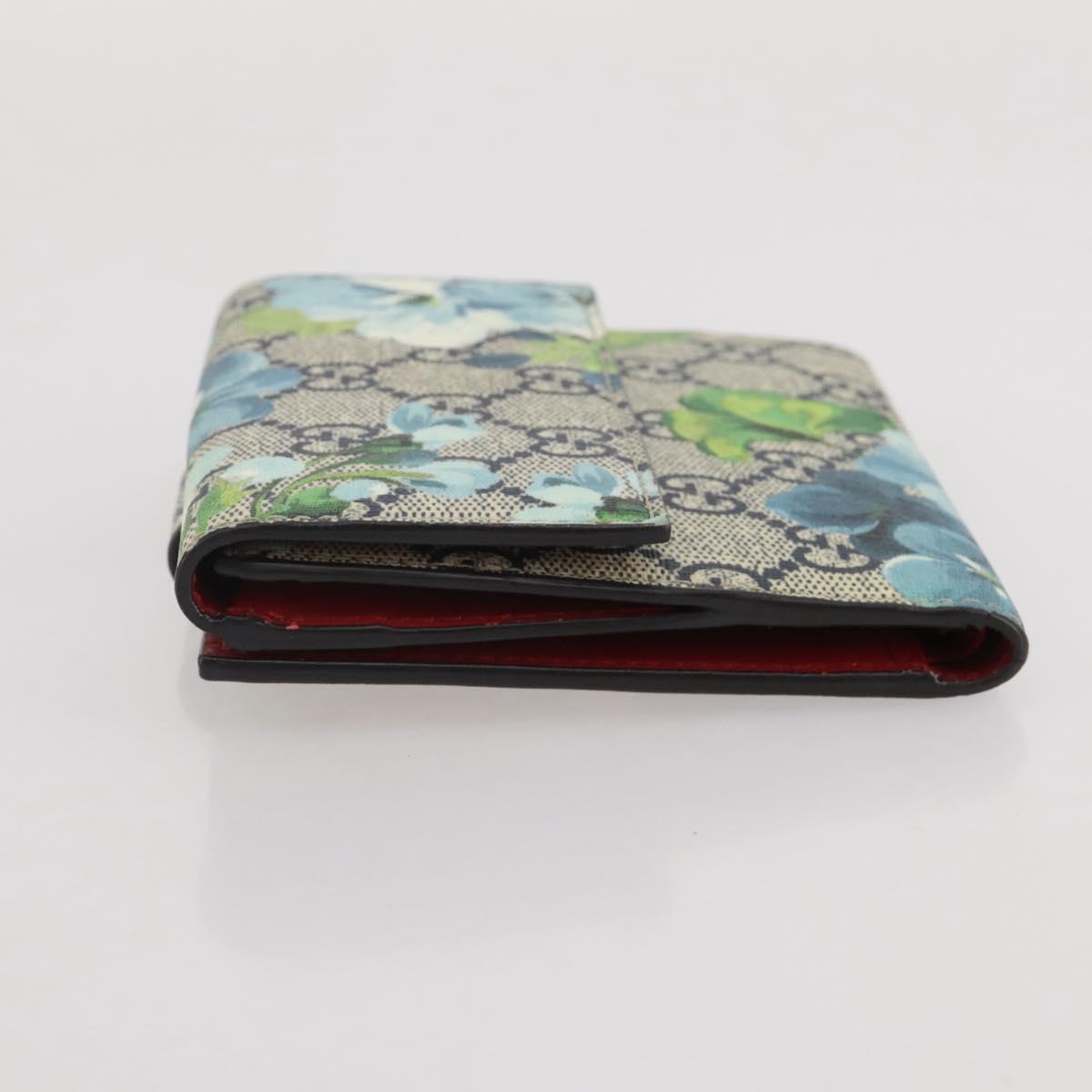 GUCCI GG Blooms Bifold Wallet PVC Blue Gold Tone 410071 Auth 205087V