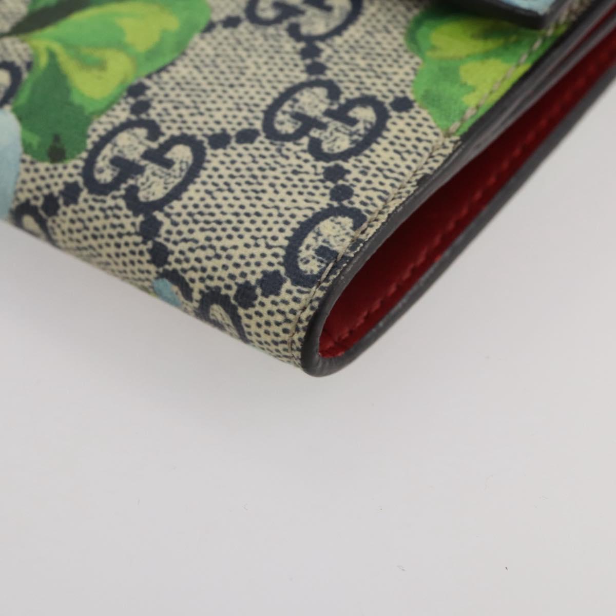 GUCCI GG Blooms Bifold Wallet PVC Blue Gold Tone 410071 Auth 205087V