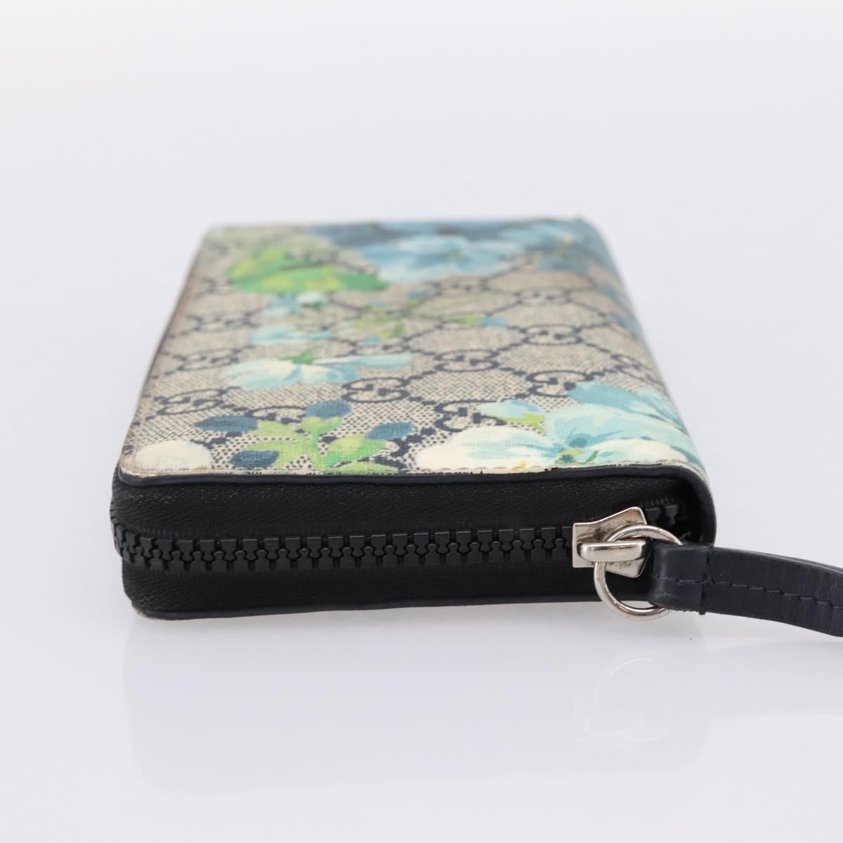 GUCCI GG Blooms Long Wallet PVC Blue Silver 408665 Auth 205088V