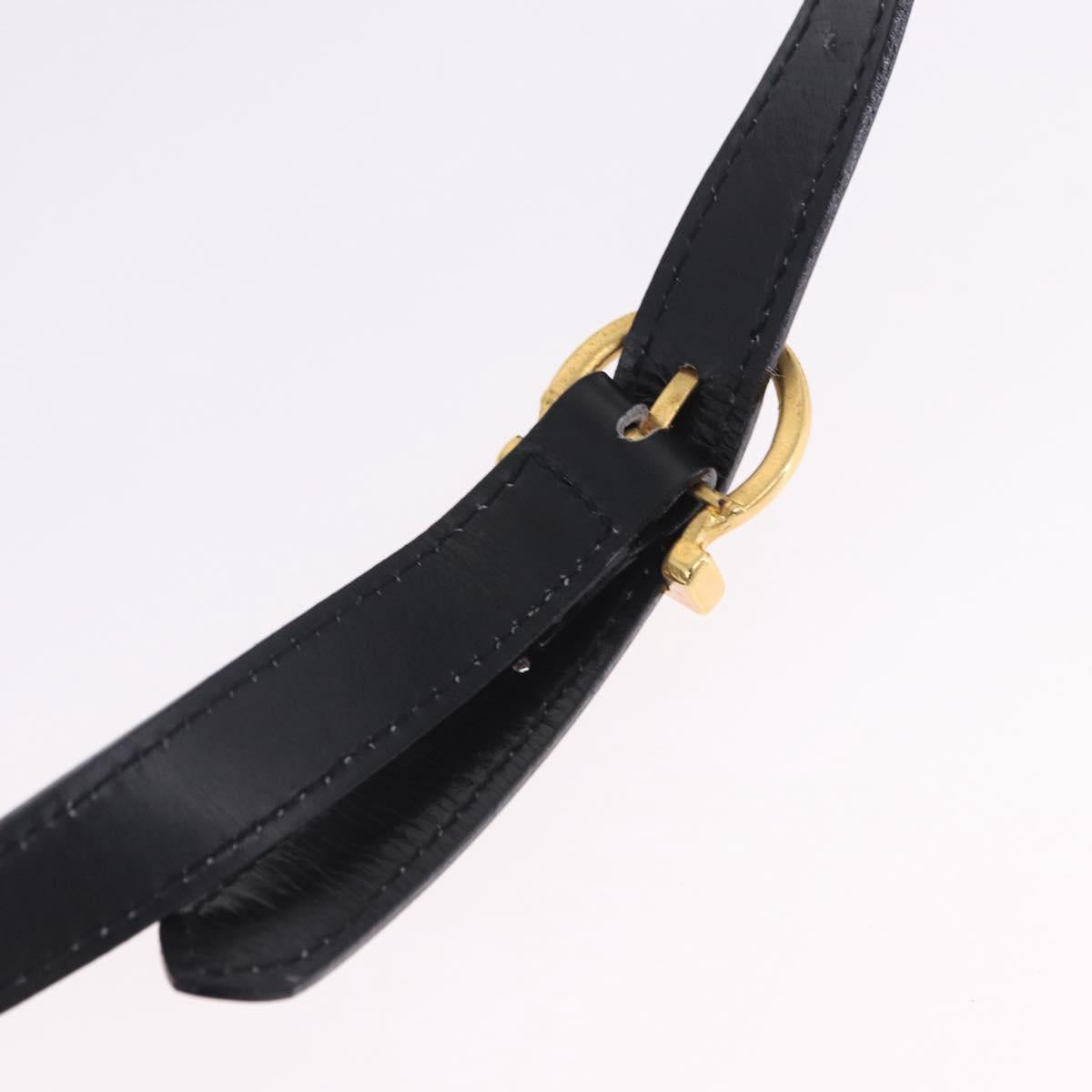 Salvatore Ferragamo Gancini Hand Bag Leather 2way Black Gold Auth 205092V