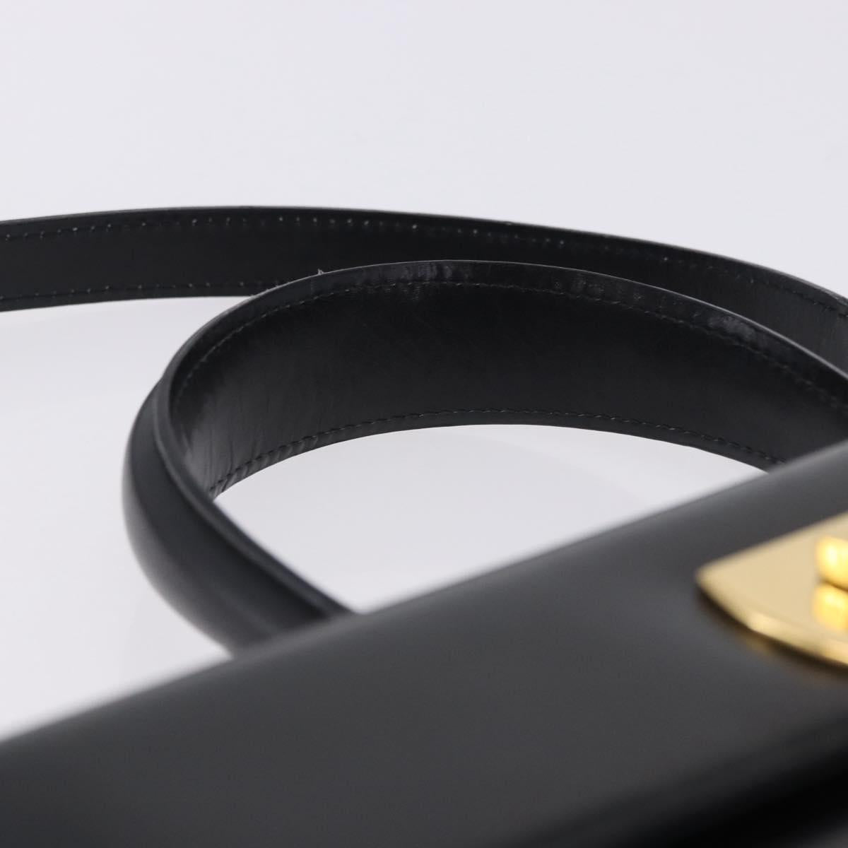 Salvatore Ferragamo Gancini Hand Bag Leather 2way Black Gold Auth 205092V