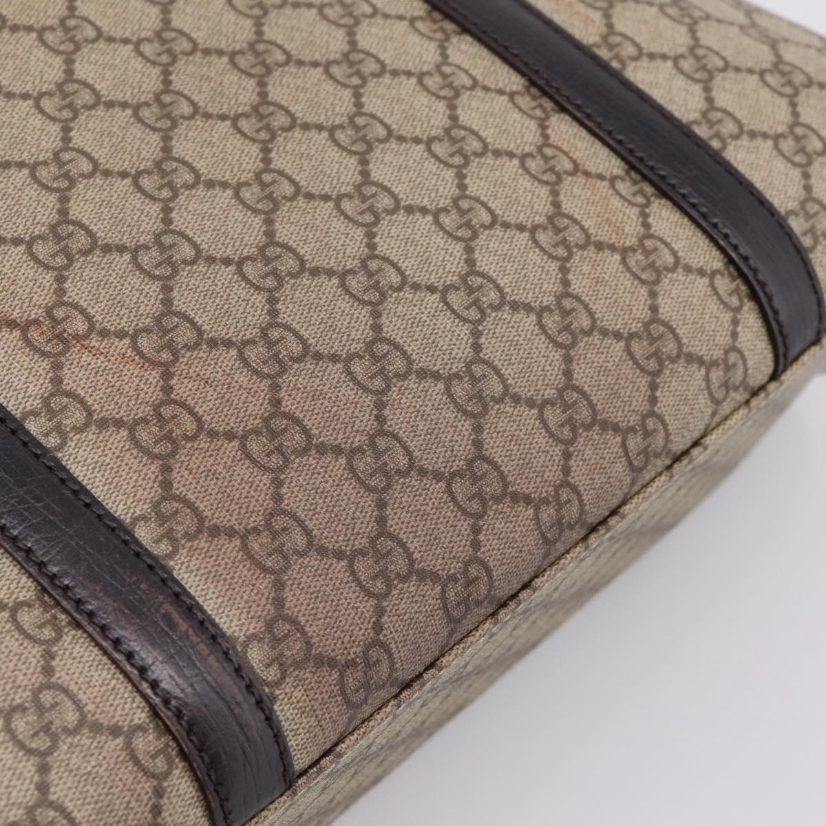 GUCCI GG Supreme Tote Bag PVC Beige Silver 114595 Auth 205096
