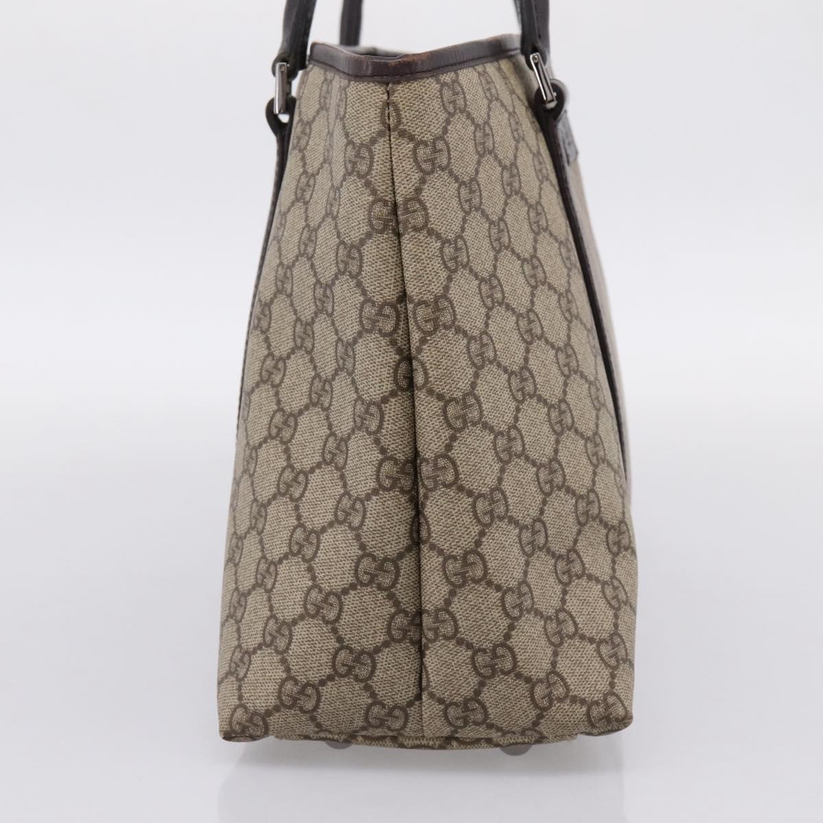 GUCCI GG Supreme Tote Bag PVC Beige Silver 114595 Auth 205096