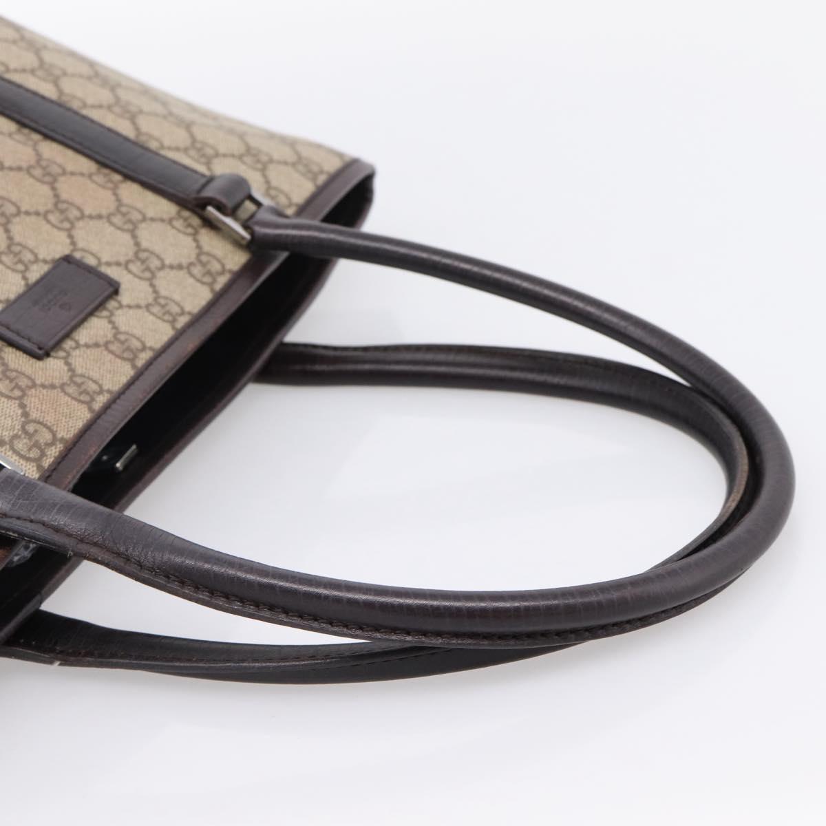 GUCCI GG Supreme Tote Bag PVC Beige Silver 114595 Auth 205096