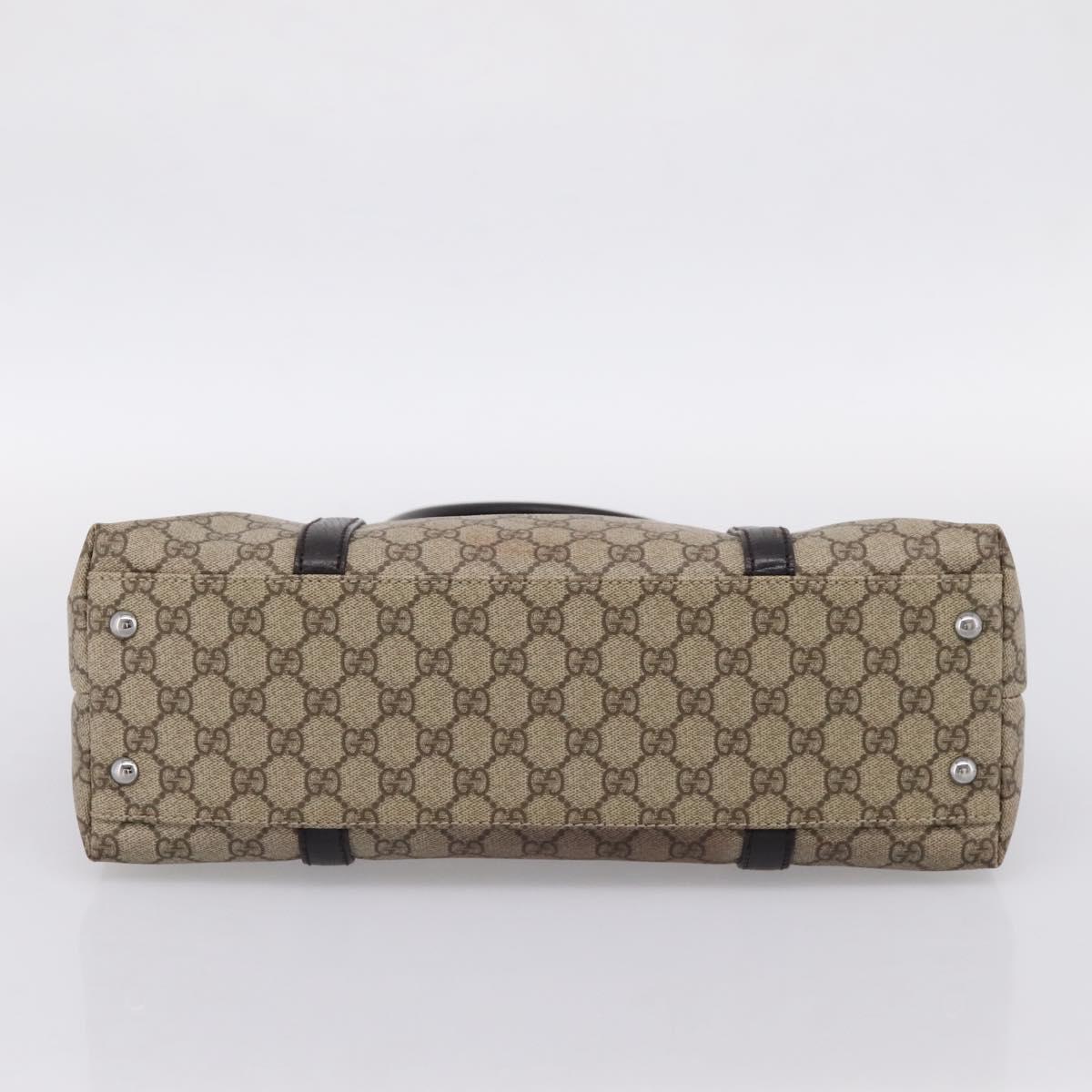 GUCCI GG Supreme Tote Bag PVC Beige Silver 114595 Auth 205096