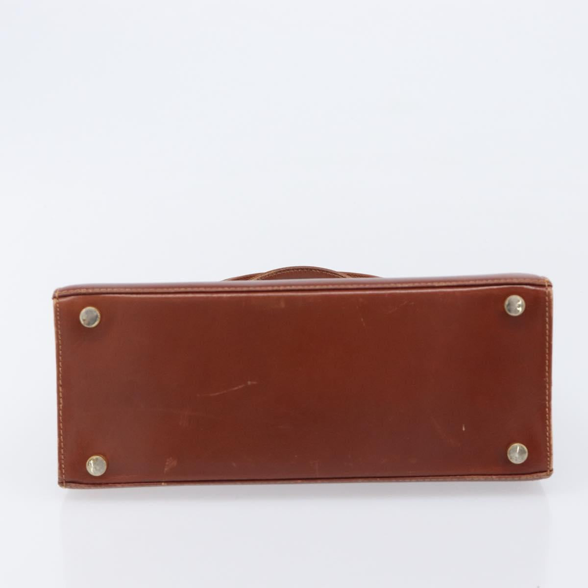 Salvatore Ferragamo Vala Hand Bag Leather Brown Gold Auth 205097