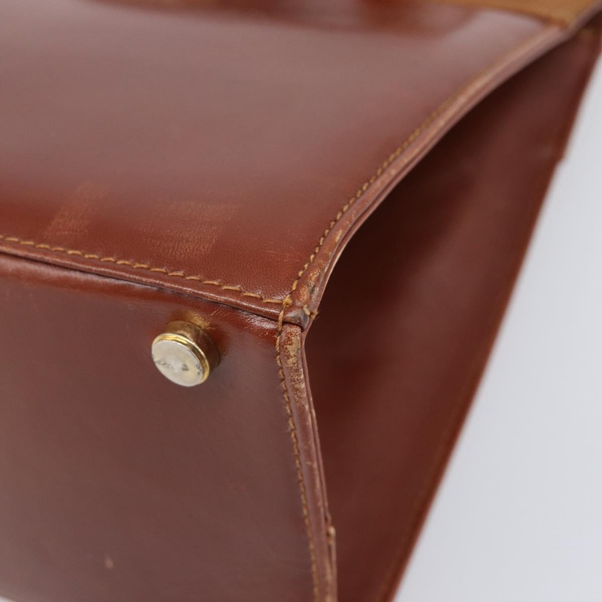 Salvatore Ferragamo Vala Hand Bag Leather Brown Gold Auth 205097