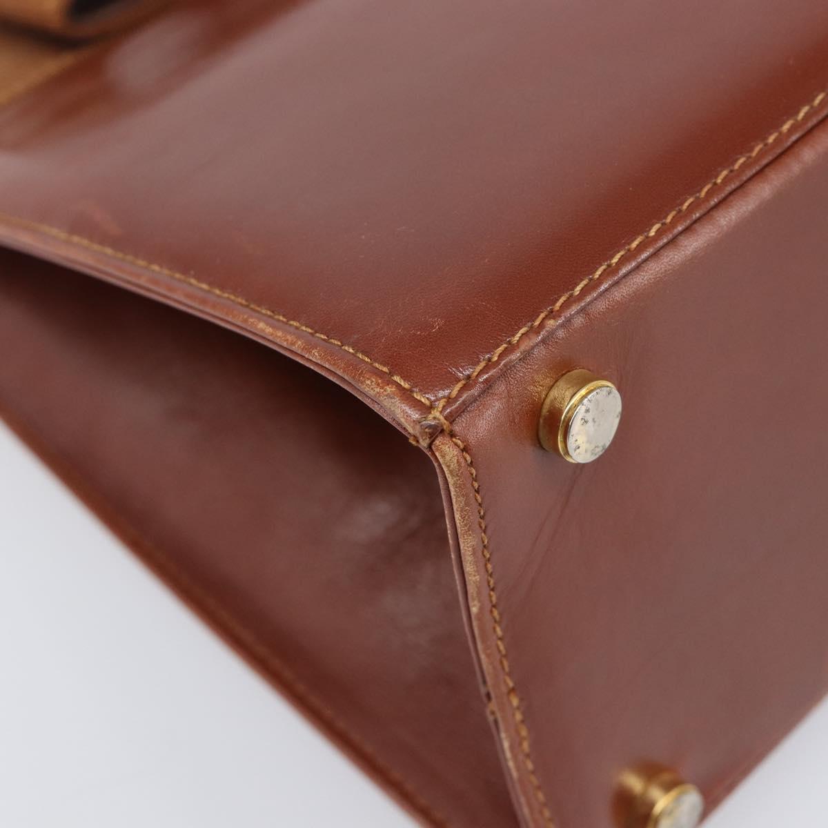 Salvatore Ferragamo Vala Hand Bag Leather Brown Gold Auth 205097