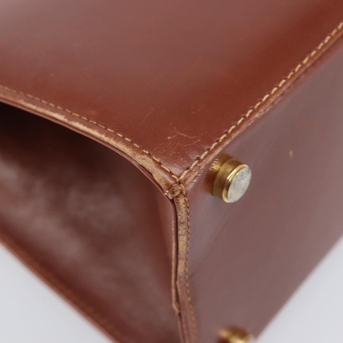 Salvatore Ferragamo Vala Hand Bag Leather Brown Gold Auth 205097