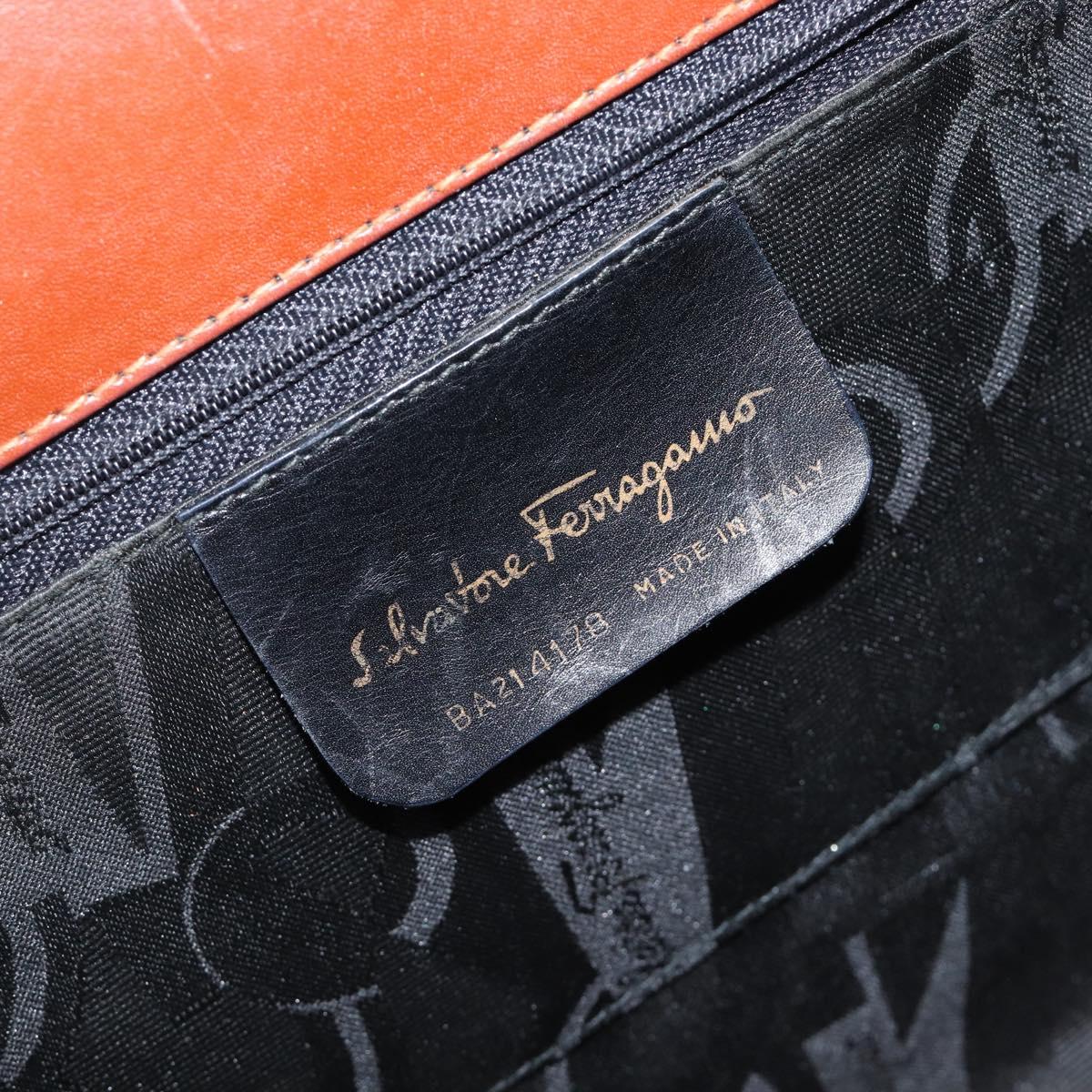 Salvatore Ferragamo Vala Hand Bag Leather Brown Gold Auth 205097