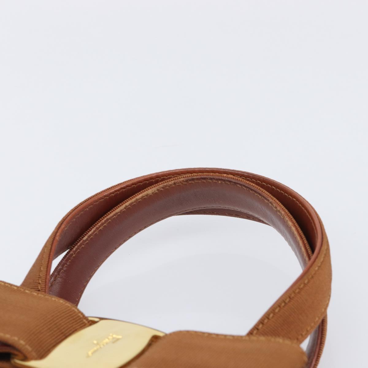 Salvatore Ferragamo Vala Hand Bag Leather Brown Gold Auth 205097