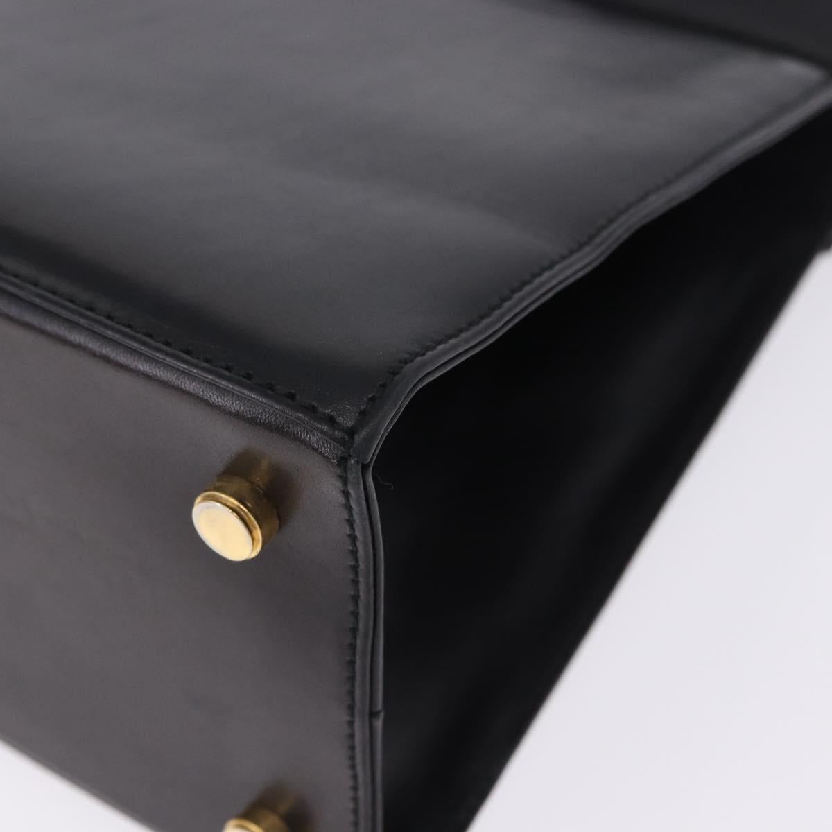 Salvatore Ferragamo Vala Hand Bag Leather Black Gold Auth 205098