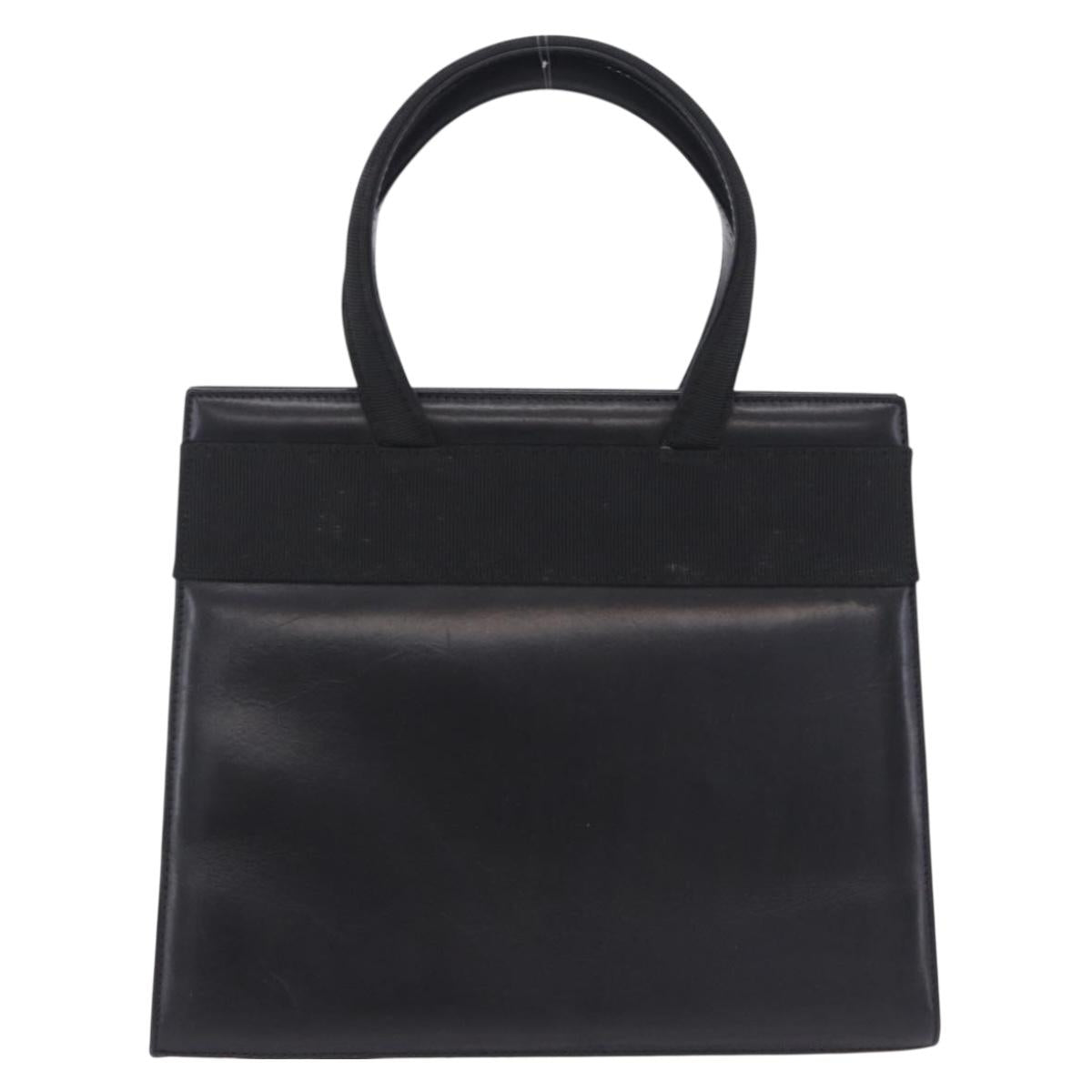 Salvatore Ferragamo Vala Hand Bag Leather Black Gold Auth 205098