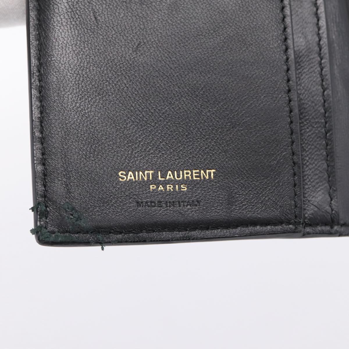SAINT LAURENT Long Wallet Croco Embossed Black Gold Auth 205099A