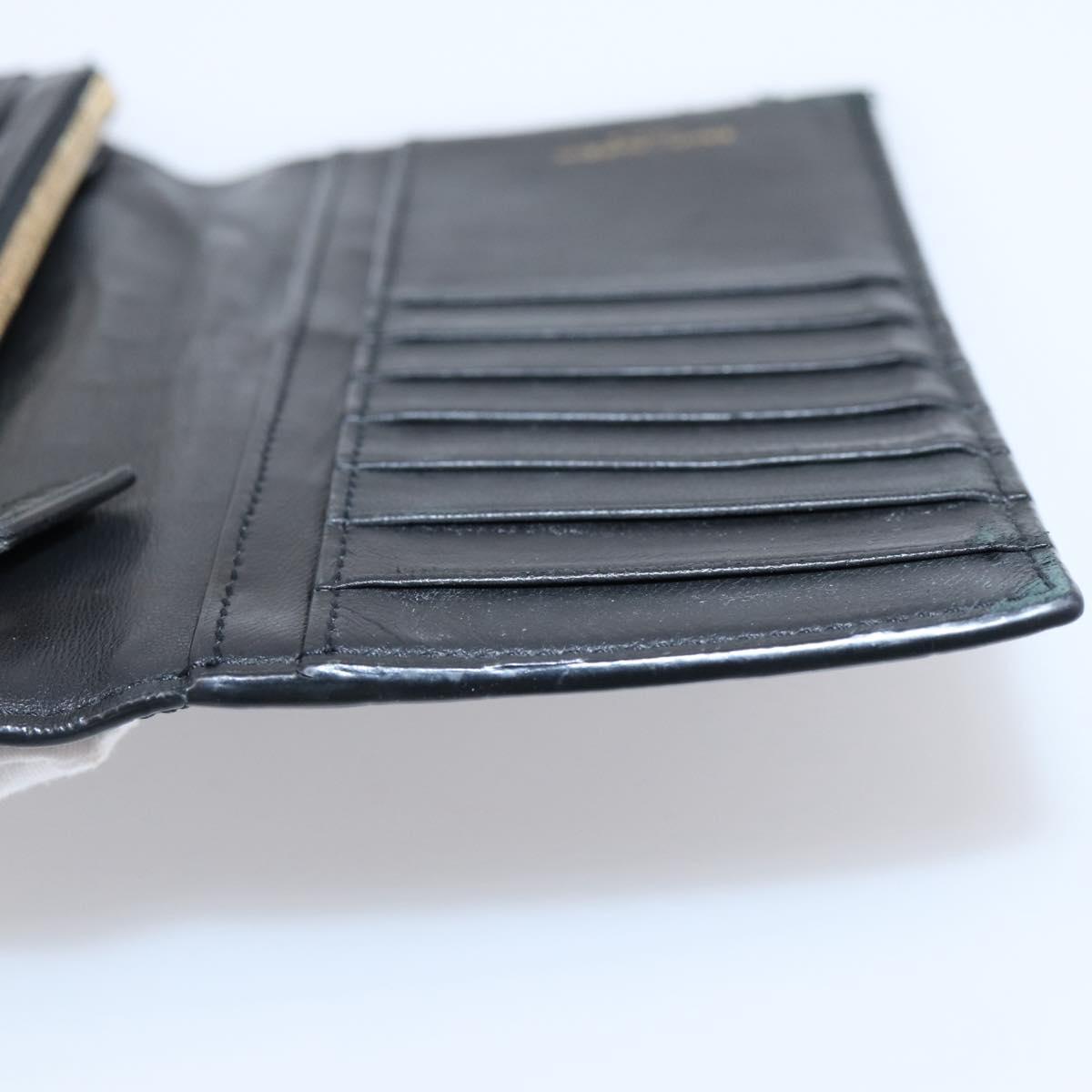SAINT LAURENT Long Wallet Croco Embossed Black Gold Auth 205099A