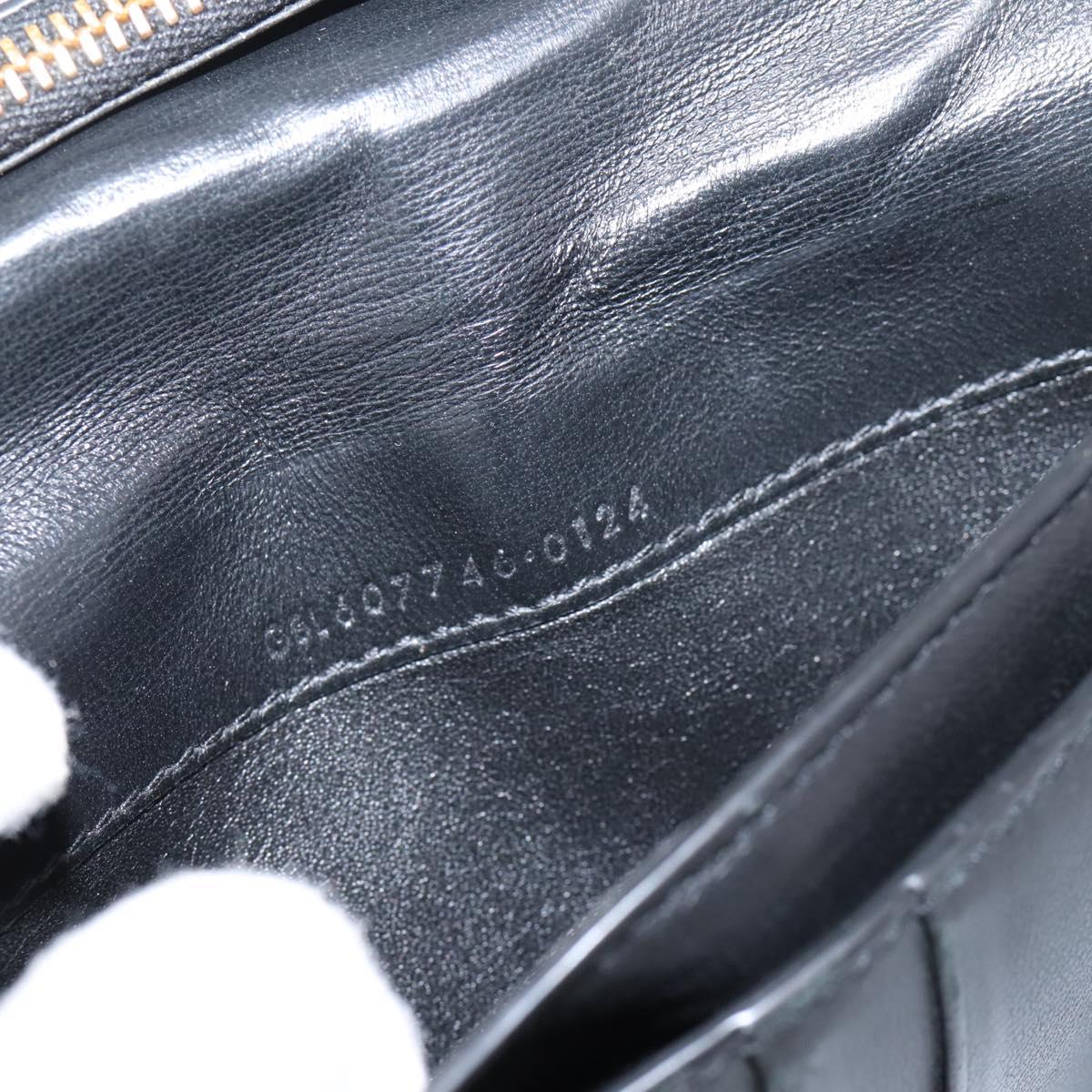 SAINT LAURENT Long Wallet Croco Embossed Black Gold Auth 205099A