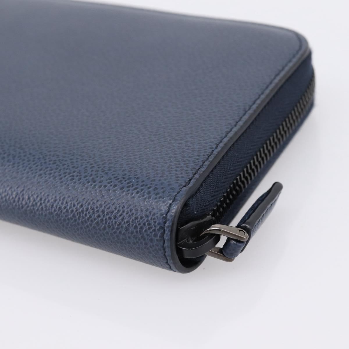 PRADA Long Wallet Leather Navy Silver Auth 205101V