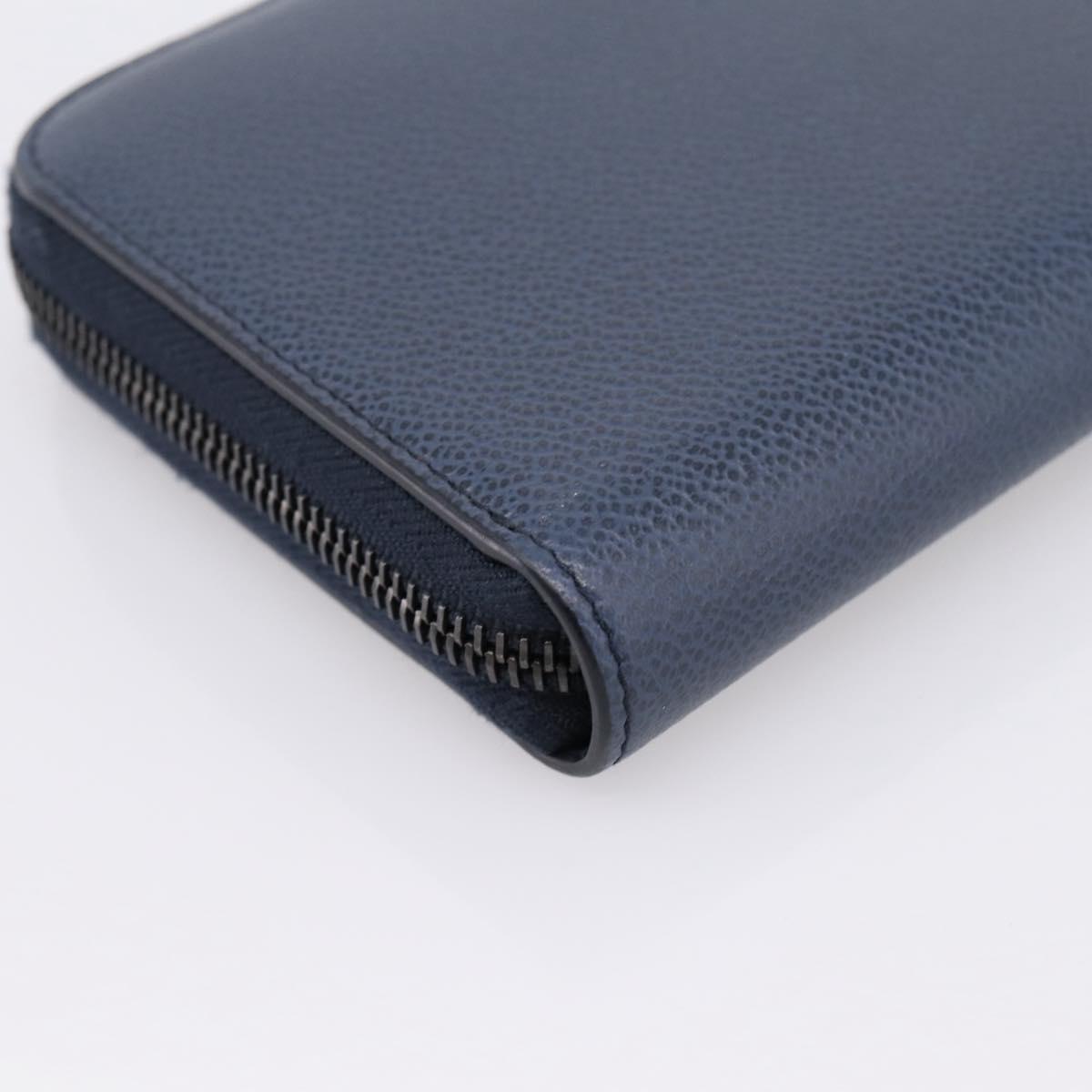 PRADA Long Wallet Leather Navy Silver Auth 205101V