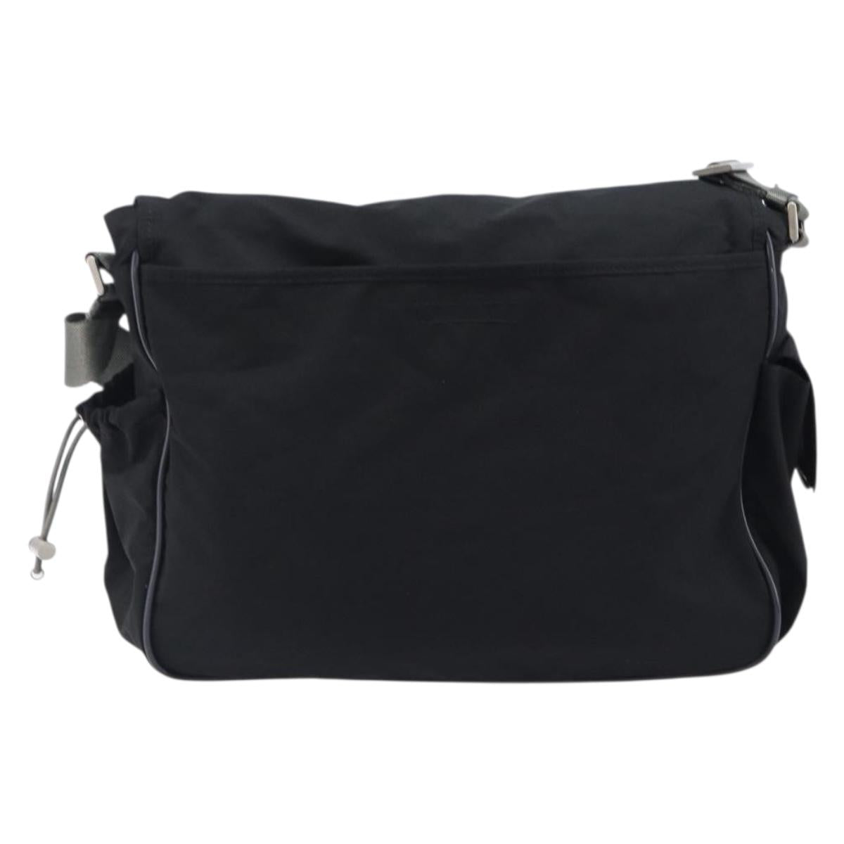 PRADA PRADA Sports Shoulder Bag Nylon Black Silver Auth 205102A