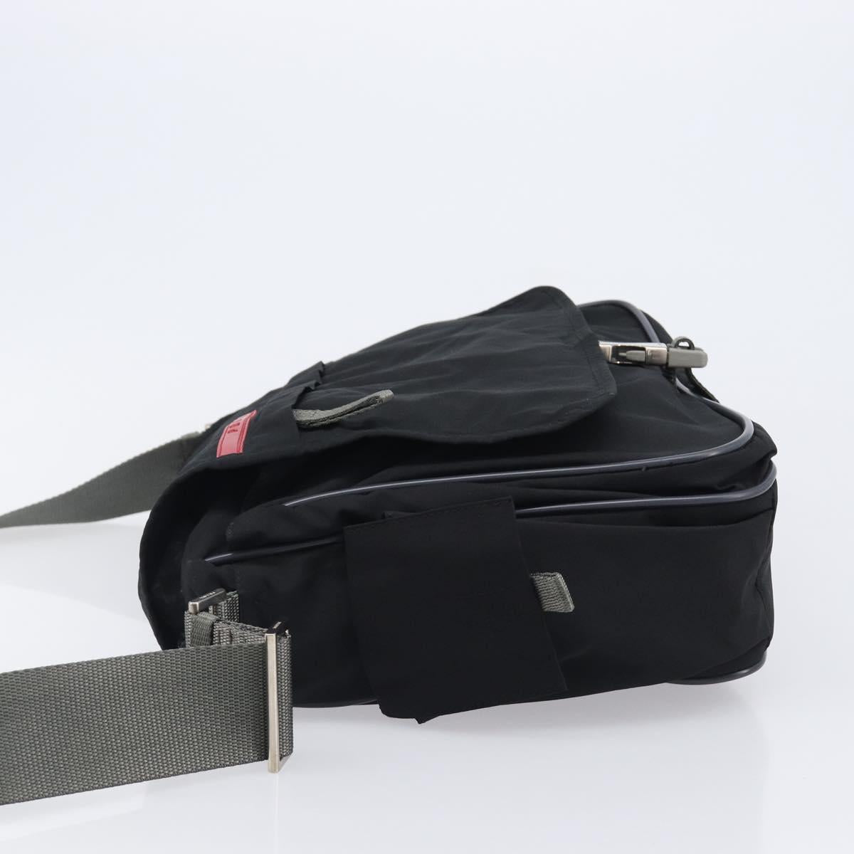 PRADA PRADA Sports Shoulder Bag Nylon Black Silver Auth 205102A