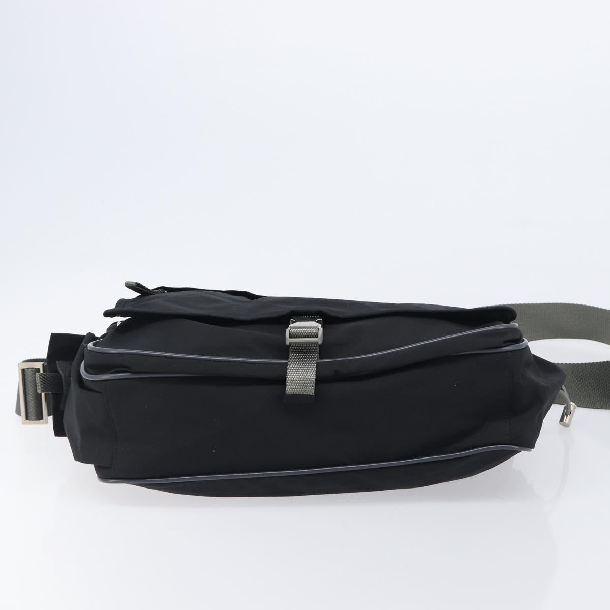 PRADA PRADA Sports Shoulder Bag Nylon Black Silver Auth 205102A