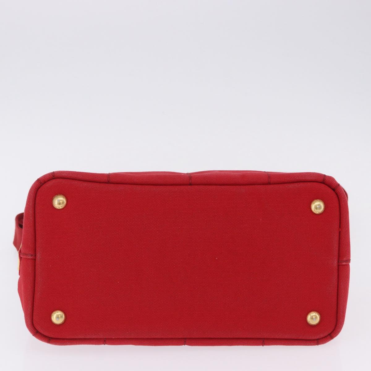 PRADA Canapa PM Hand Bag Canvas 2way Orange Gold Auth 205107