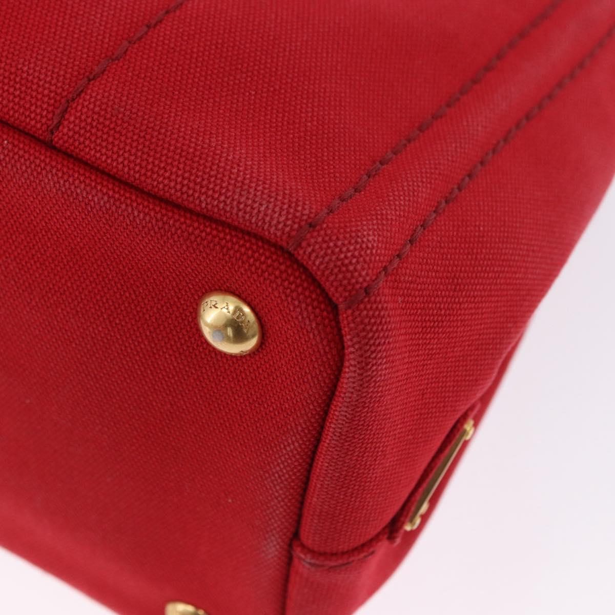 PRADA Canapa PM Hand Bag Canvas 2way Orange Gold Auth 205107