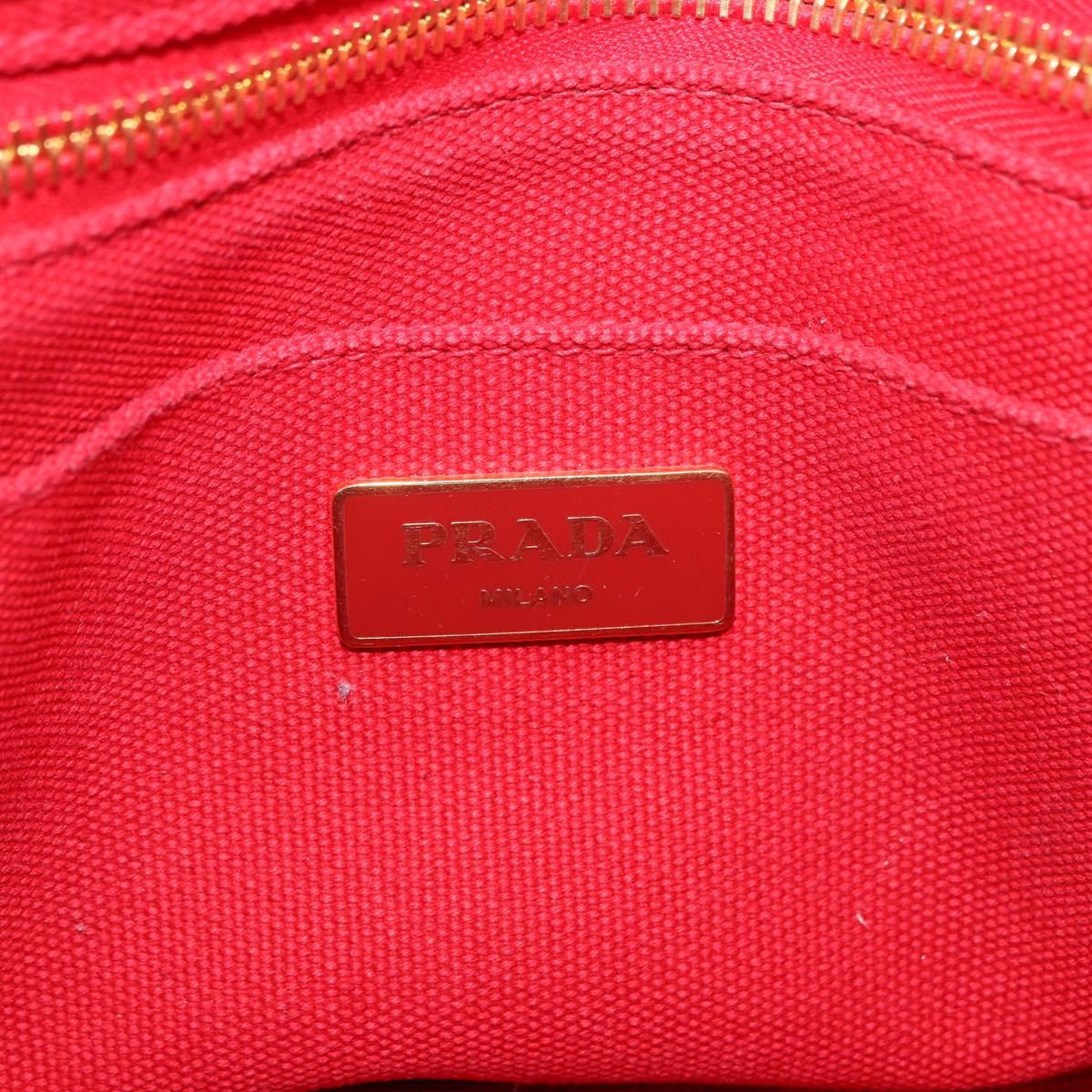 PRADA Canapa PM Hand Bag Canvas 2way Orange Gold Auth 205107