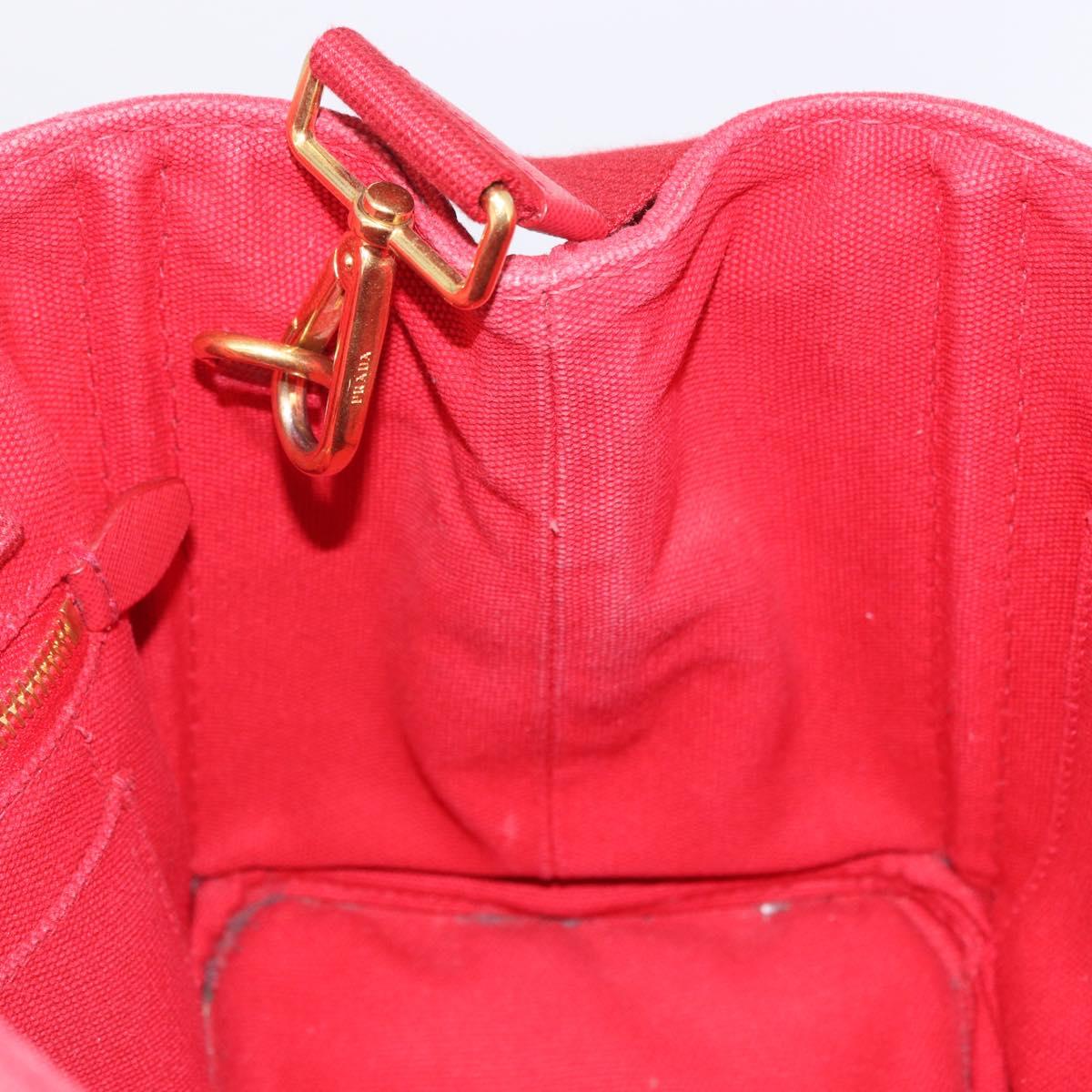 PRADA Canapa PM Hand Bag Canvas 2way Orange Gold Auth 205107